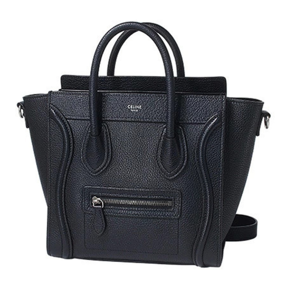 Celine Luggage Shopper Top Handle Bag Leather Blue Black